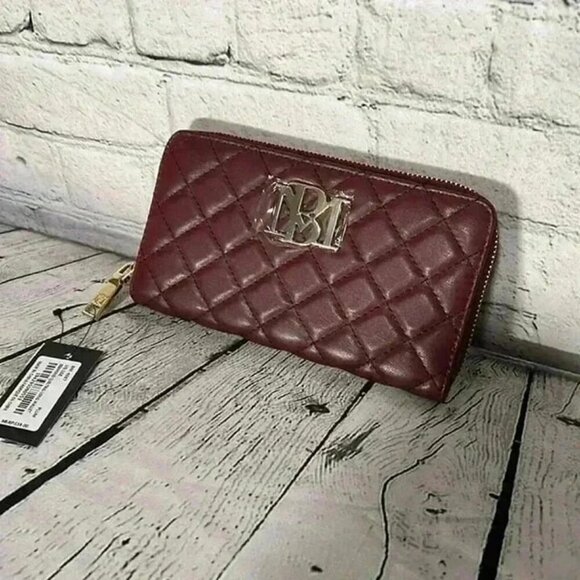 Badgley‎ Mischka Quilted Wallet Plum Billfold Pocketbook Credit Card Holder New - Picture 1 of 4